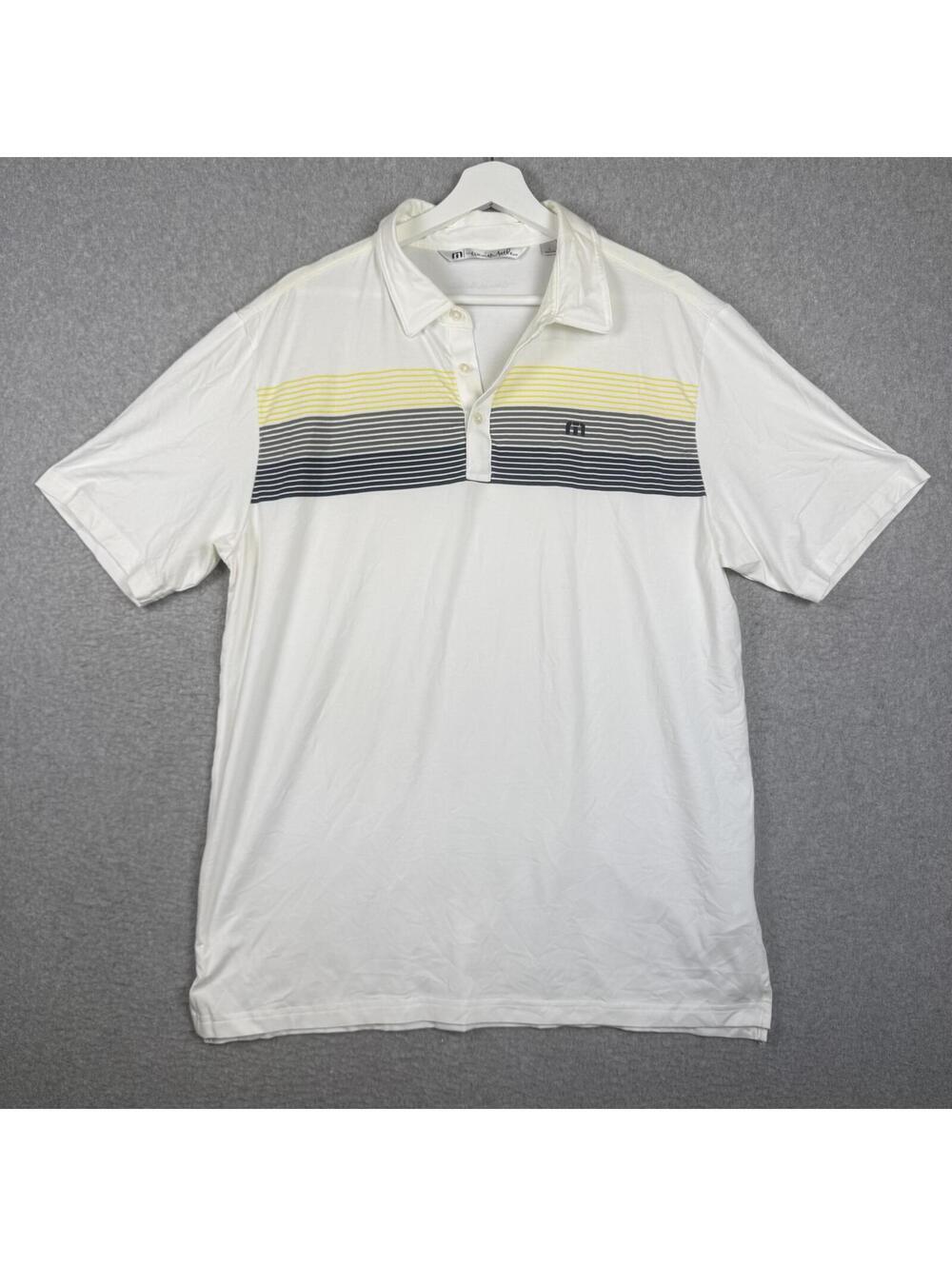 Travis Mathew Men's Size Large White Short Sleeve Polo Performance Shirt